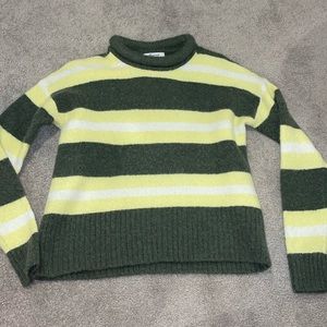 Madewell Striped Fulton Pullover Sweater Wool Alpaca Blend Green